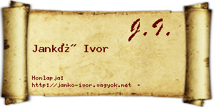 Jankó Ivor névjegykártya